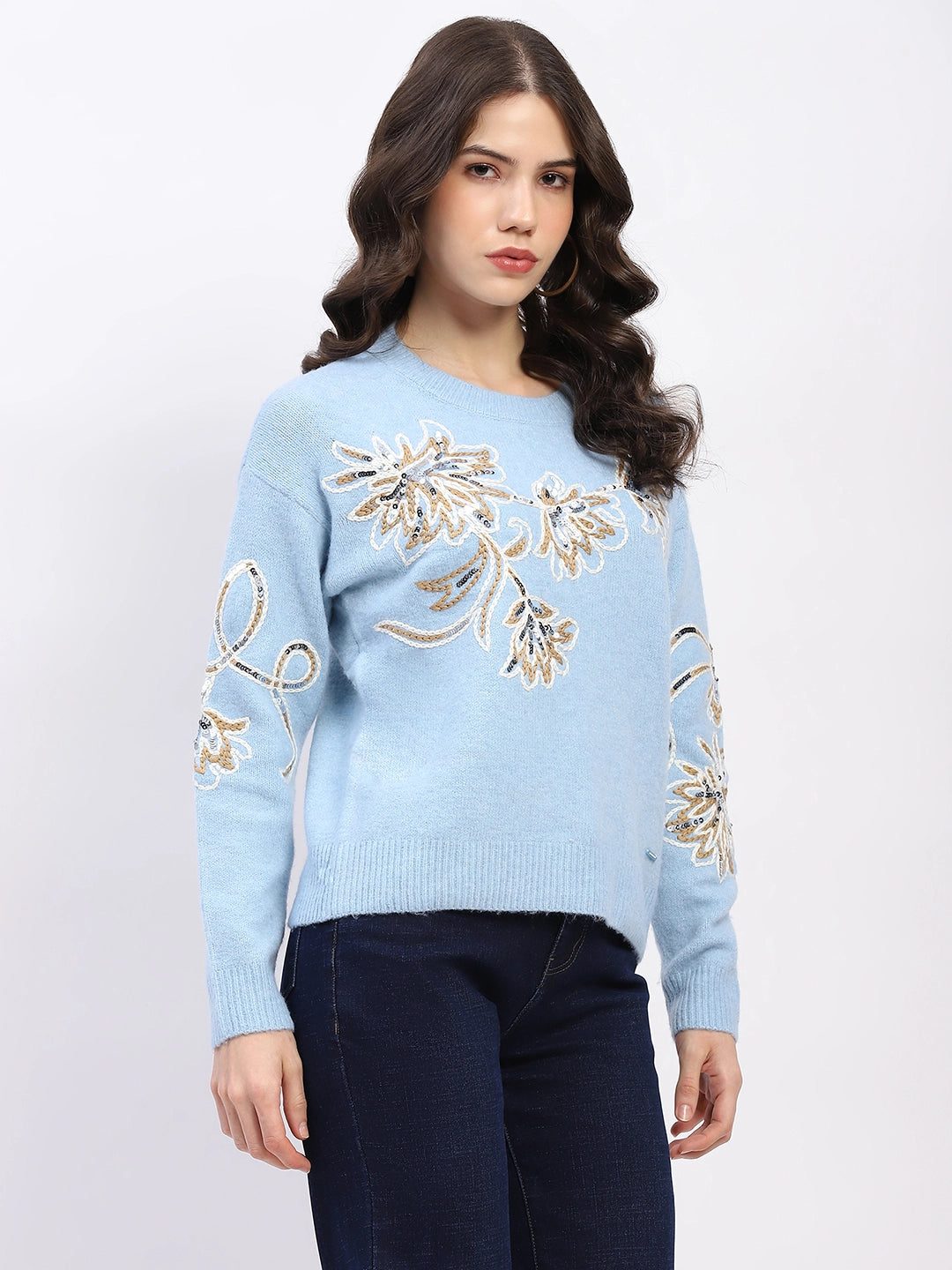 Floral Sequin Embroidered Pullover - Global Republic