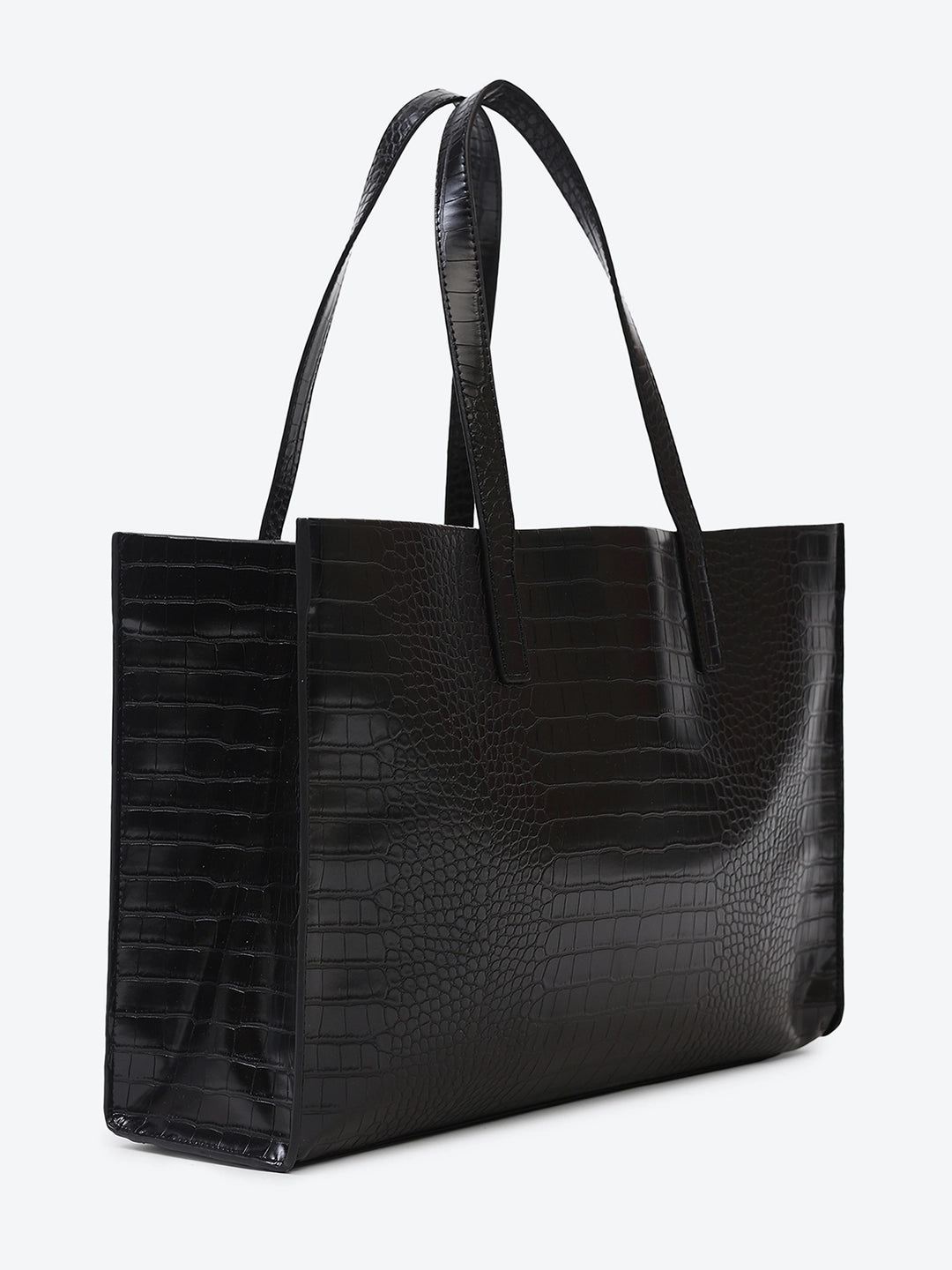 Black Textured Oversized Tote Bag - Global Republic