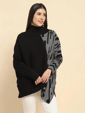 Black Wool Blend Loose Fit Pullover
