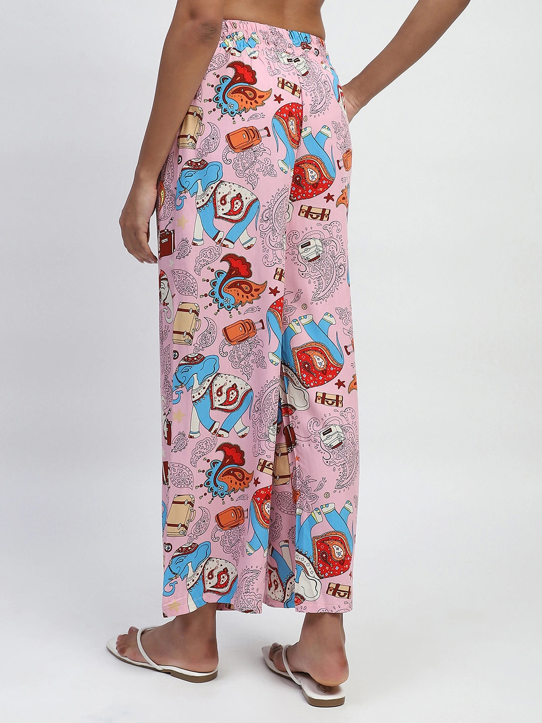Pink Rayon Graphic Print Nightsuit