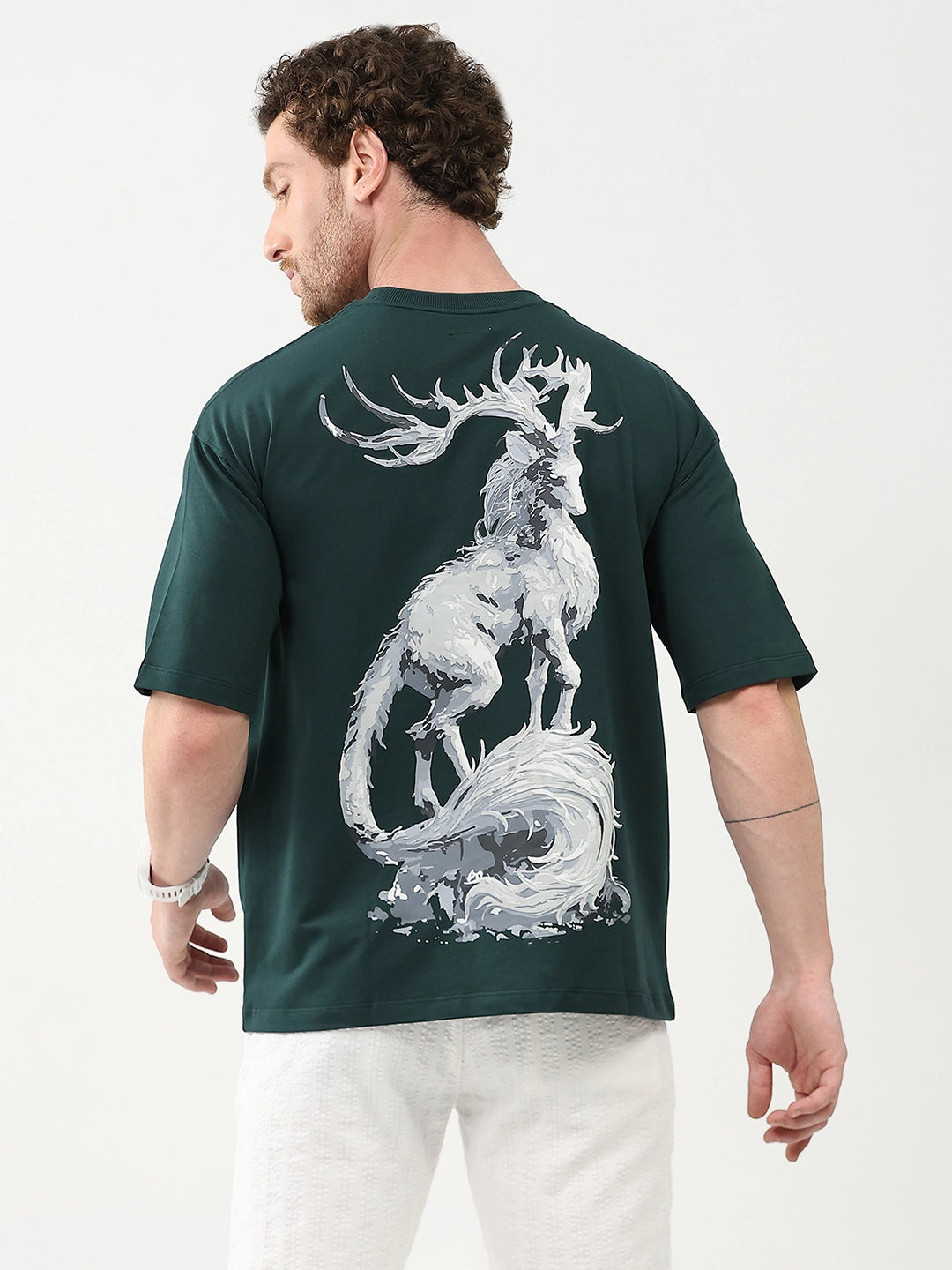 Oversized Stag Graphic T-Shirt