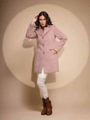 Women's Solid Collared Neck Pink Blazer