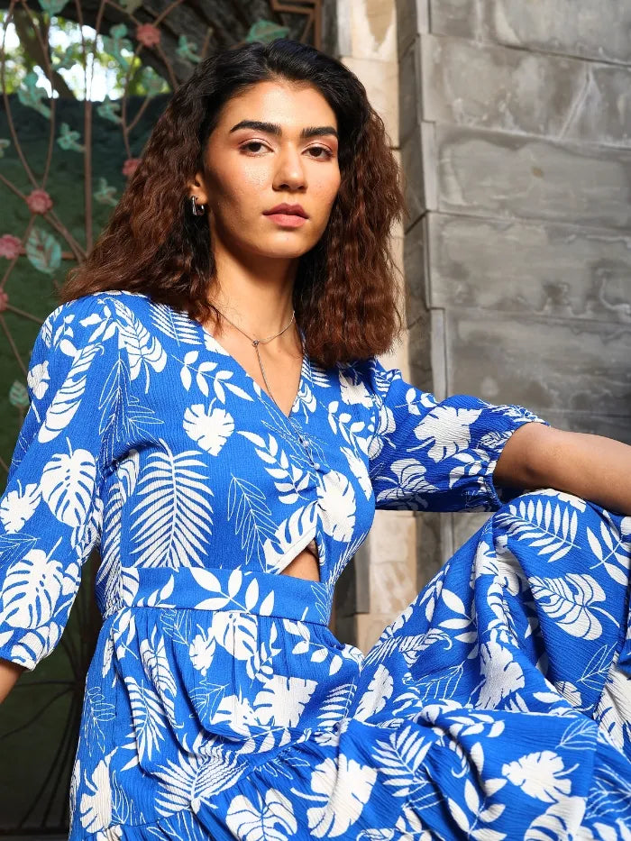 Tropical Print Fit & Flare Dress