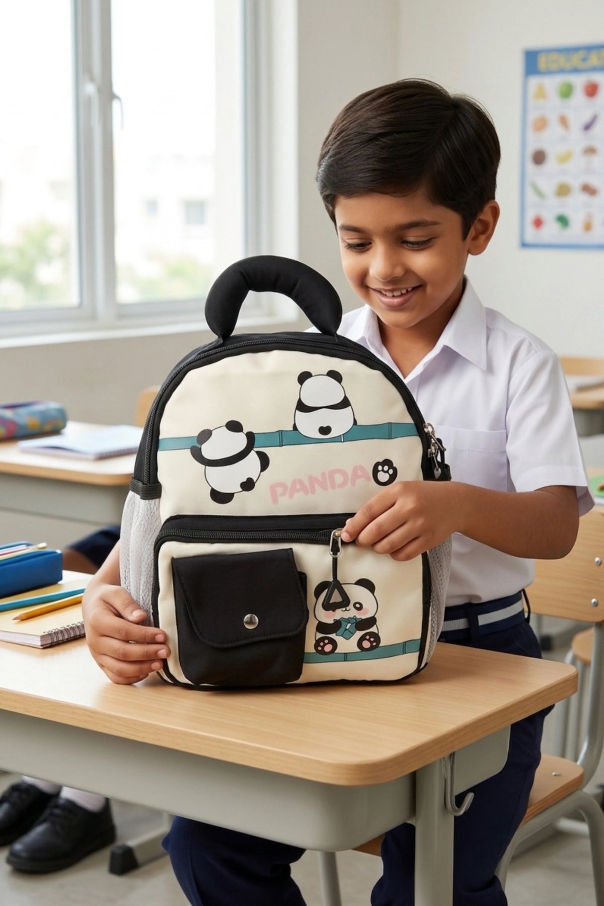 Kids Black Panda School Bag-Global Republic