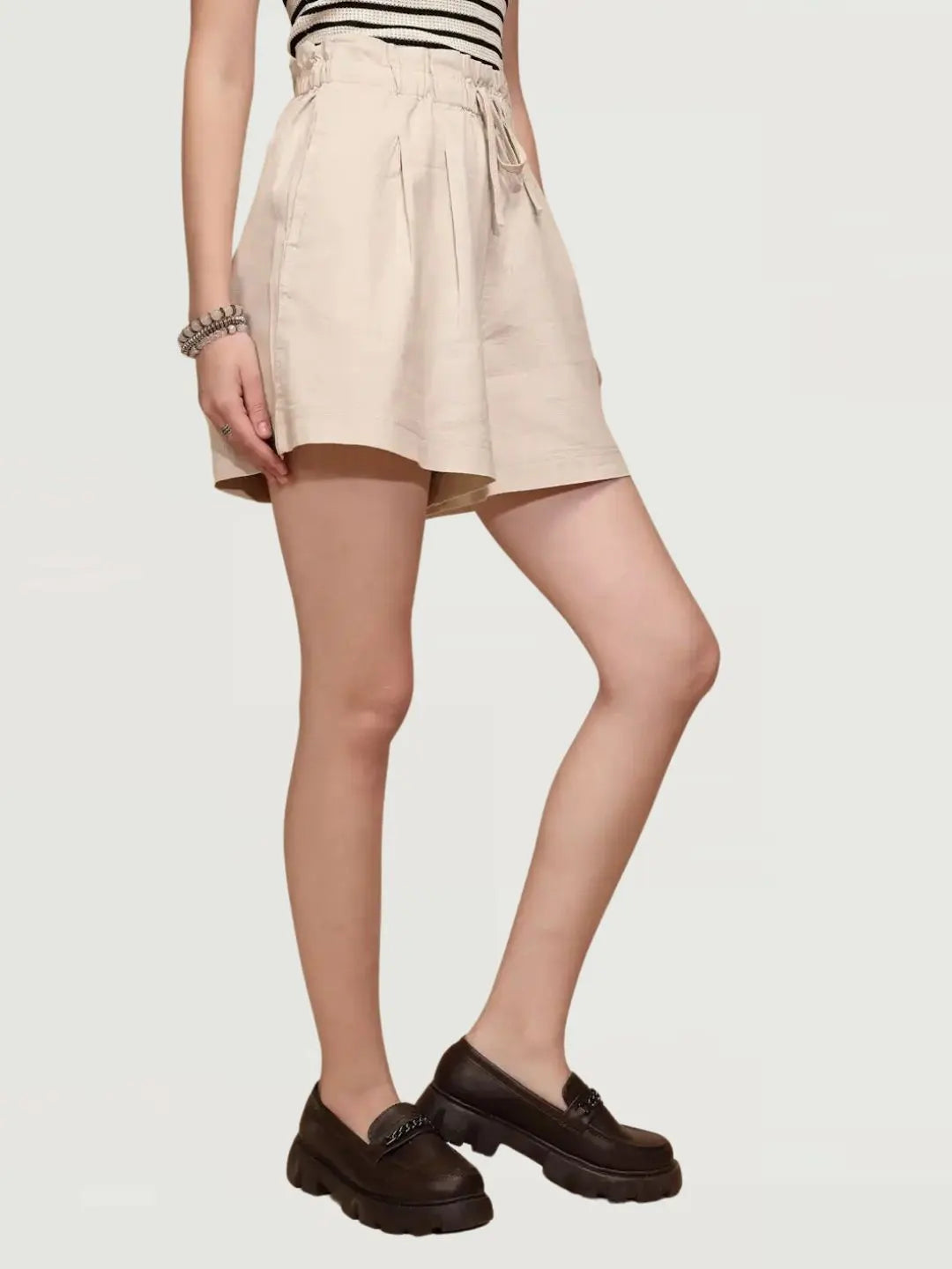 Natural Linen Blend Relaxed Shorts - Global Republic