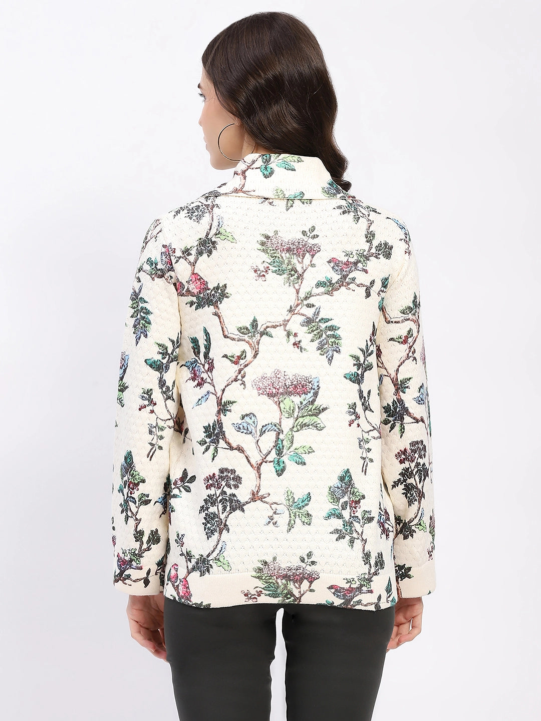 Botanical Print Loose-Fit Cardigan - Global Republic