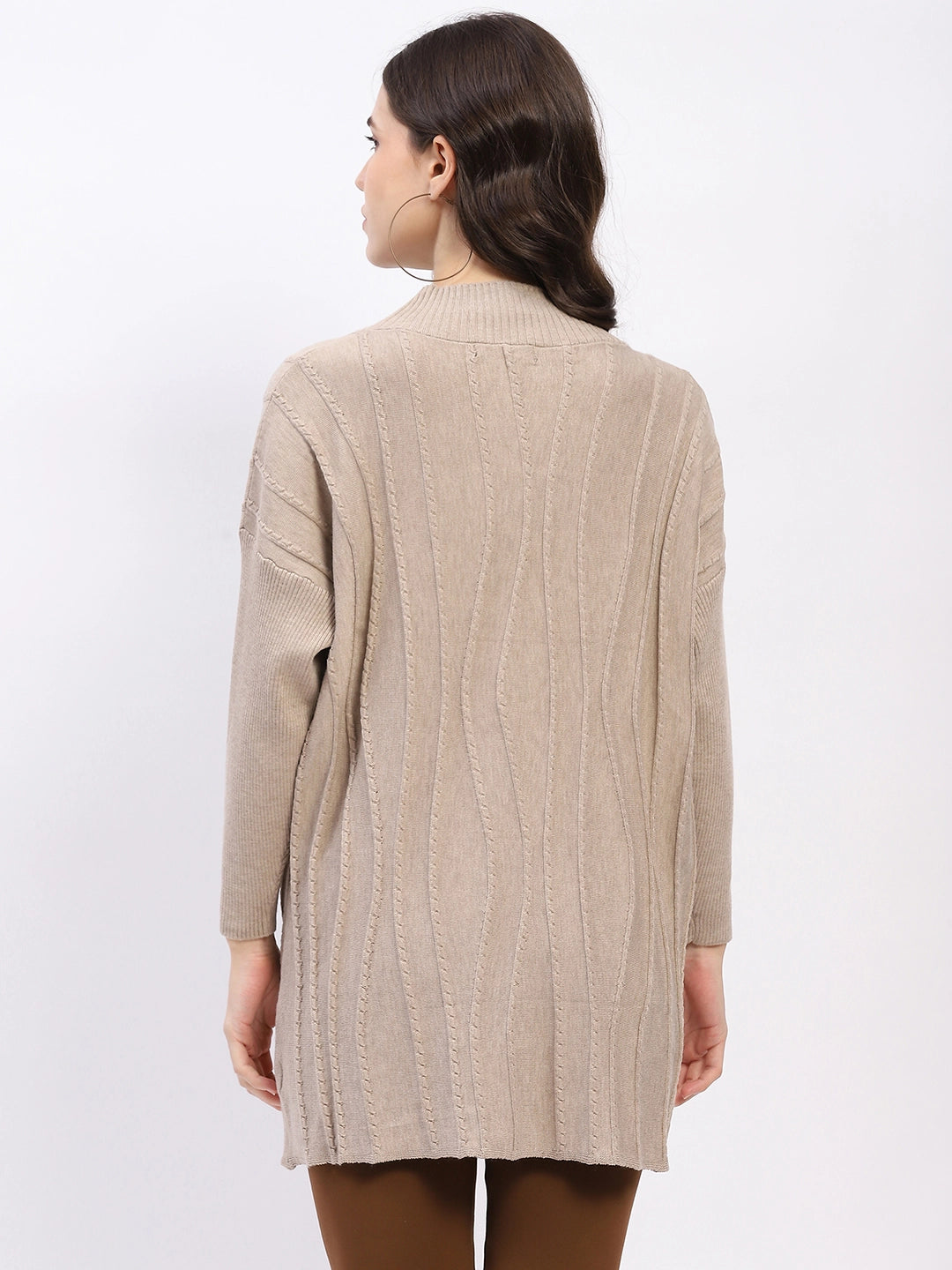Textured High Neck Tunic Pullover