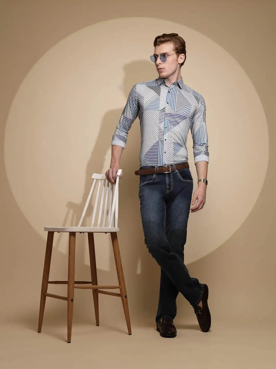 Blue Solid Cotton Blend Jeans - Global Republic