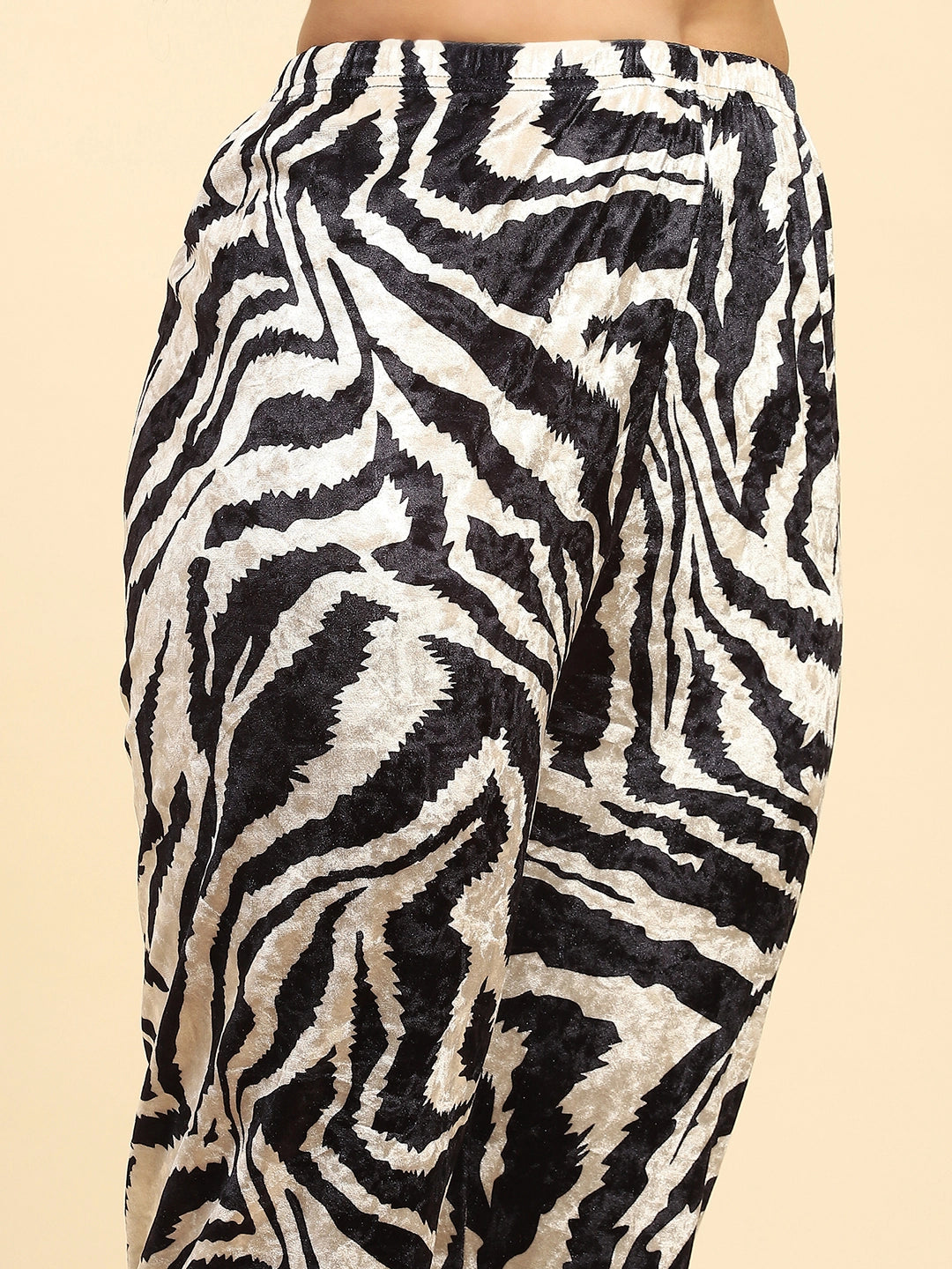 Black Zebra Print  Relaxed Fit Night Suit - Global Republic
