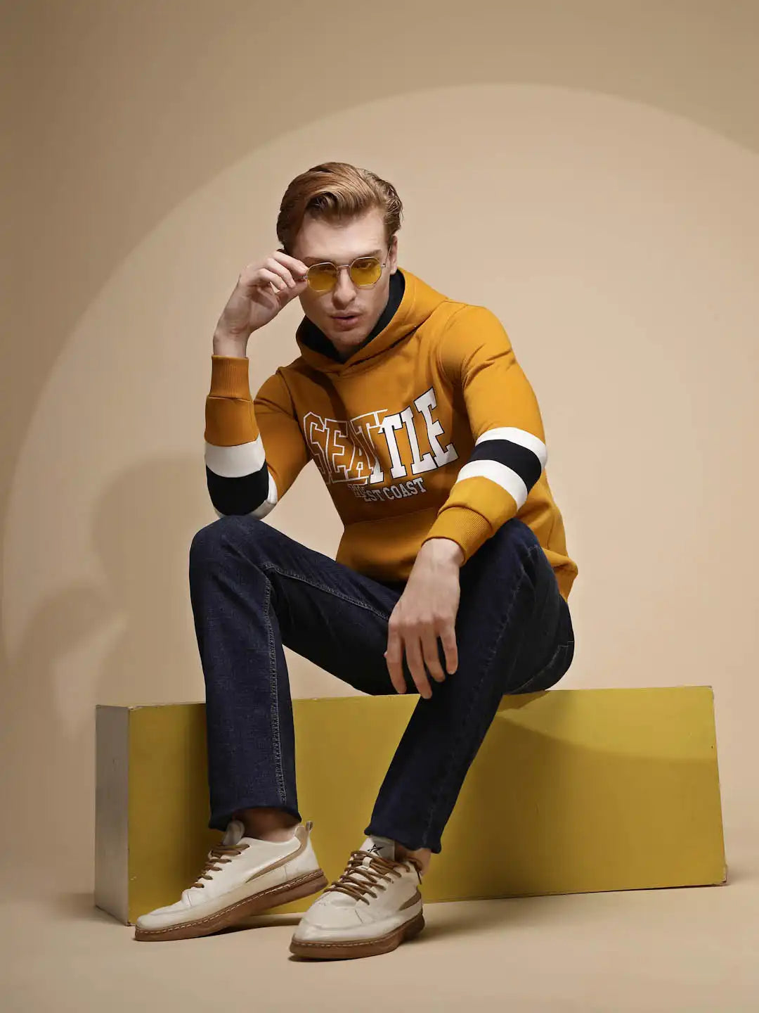 Dark Blue Solid Mid Rise Straight Fit Cotton Blend Full Length Jeans - Global Republic