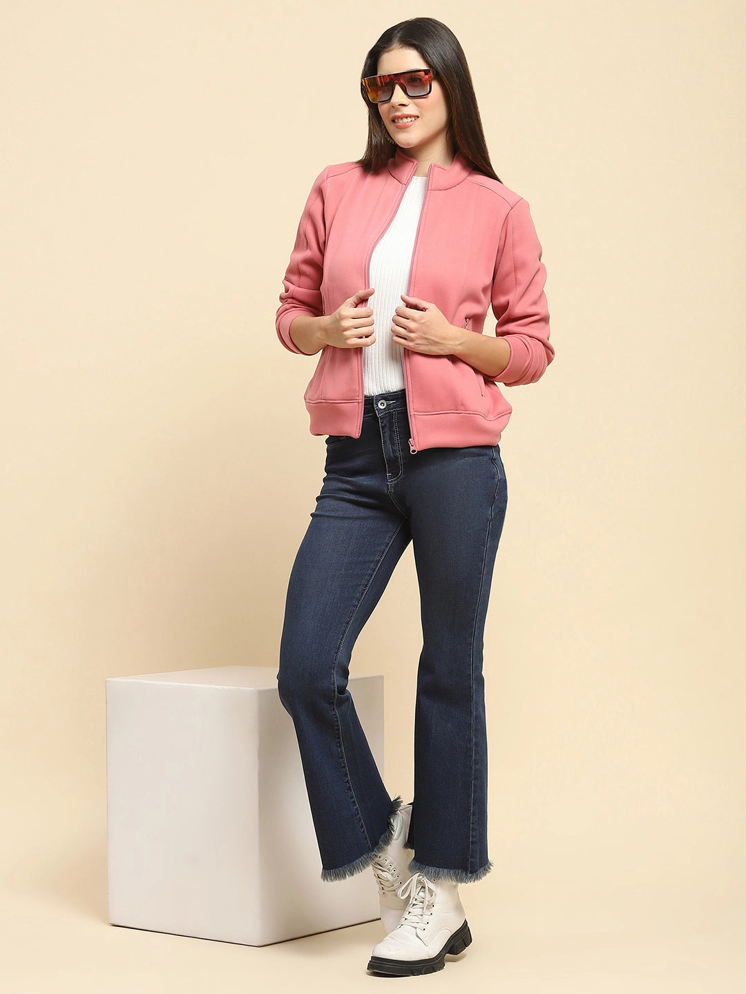 Pink  Solid Sweatshirt - Global Republic