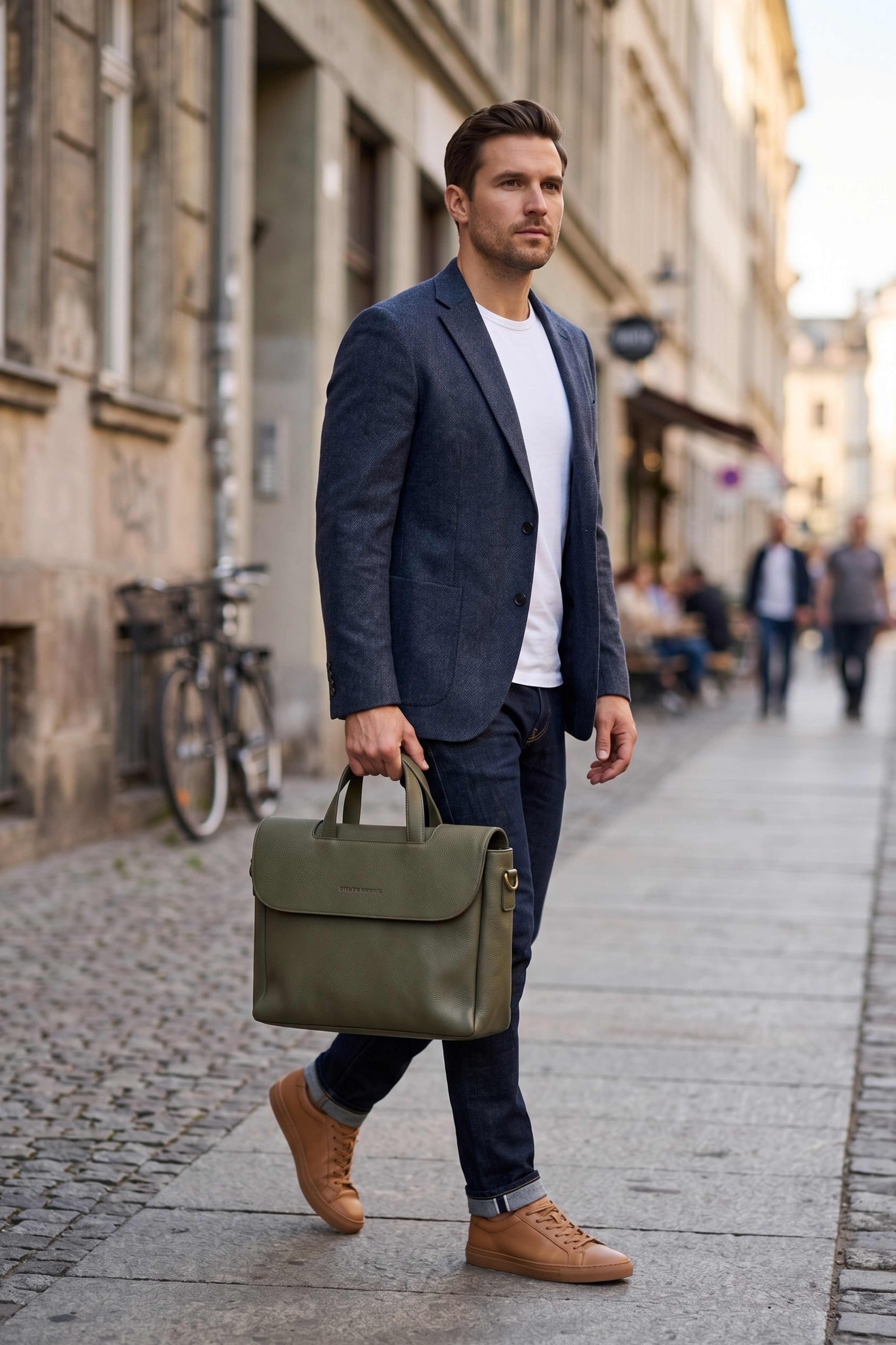 Olive Leather Laptop Bag
