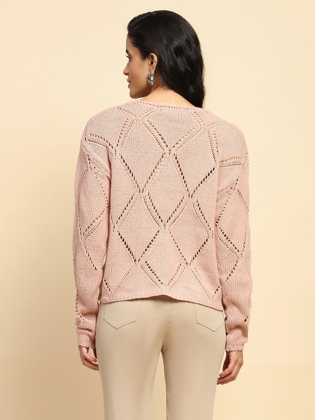 Dusty Pink Acrylic Relaxed Fit Pullover