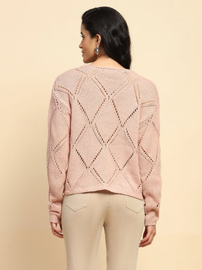 Dusty Pink Acrylic Relaxed Fit Pullover