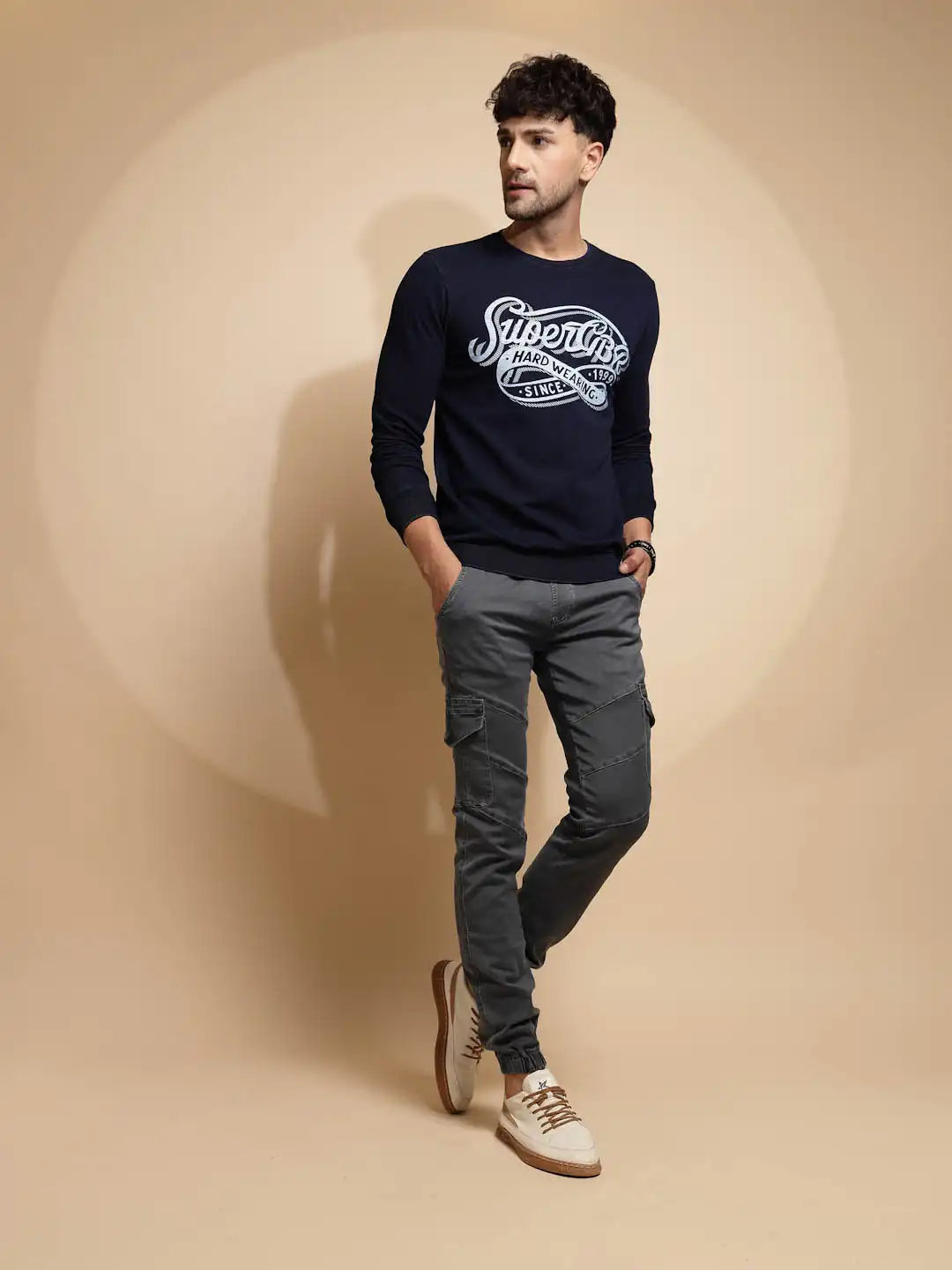 Blue Solid Full Sleeve Hosiery Sweatshirt