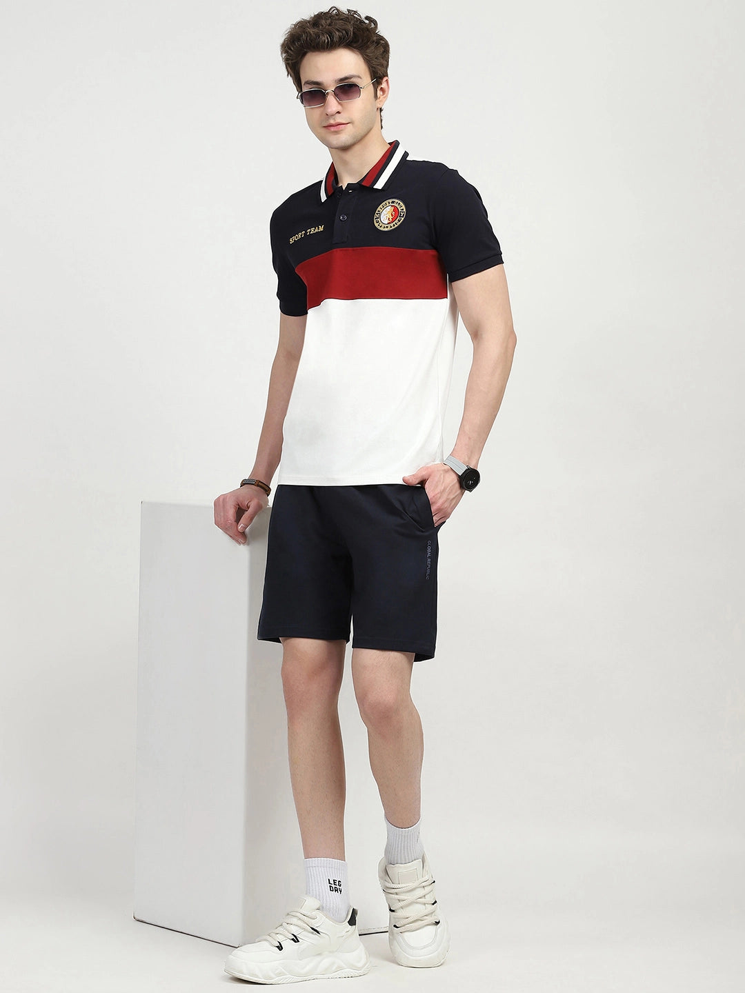 Color Block Cotton Polo T-shirt