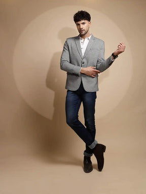 Black Solid Full Sleeve Collared Neck Tweed Coat