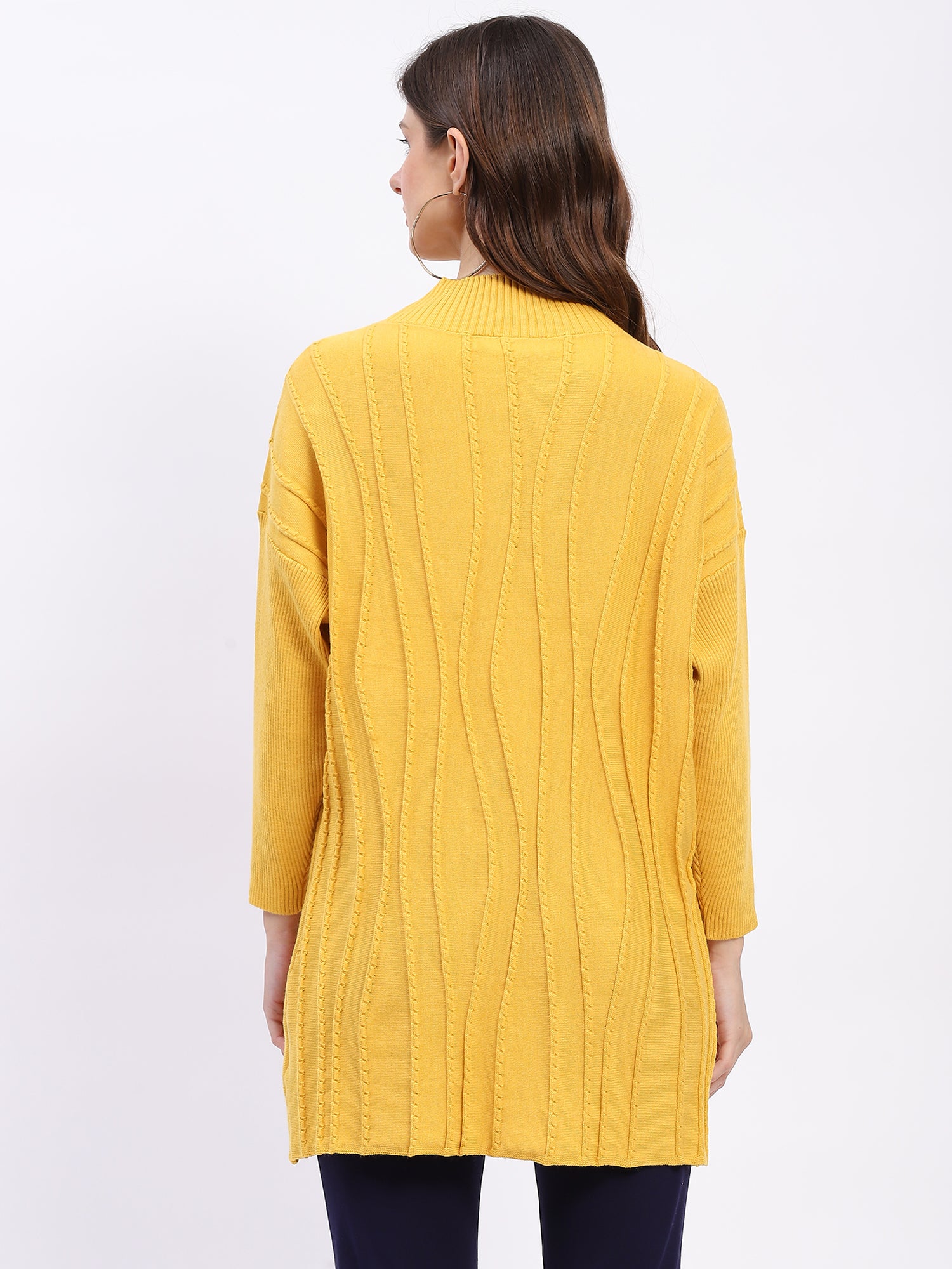 Textured High Neck Tunic Pullover - Global Republic