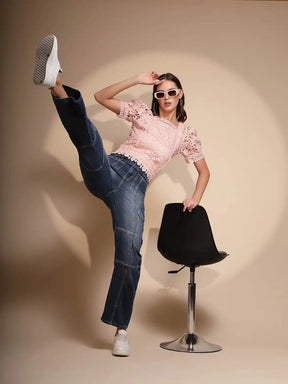 Women's Regular Fit Denim High Rise Blue Jeans