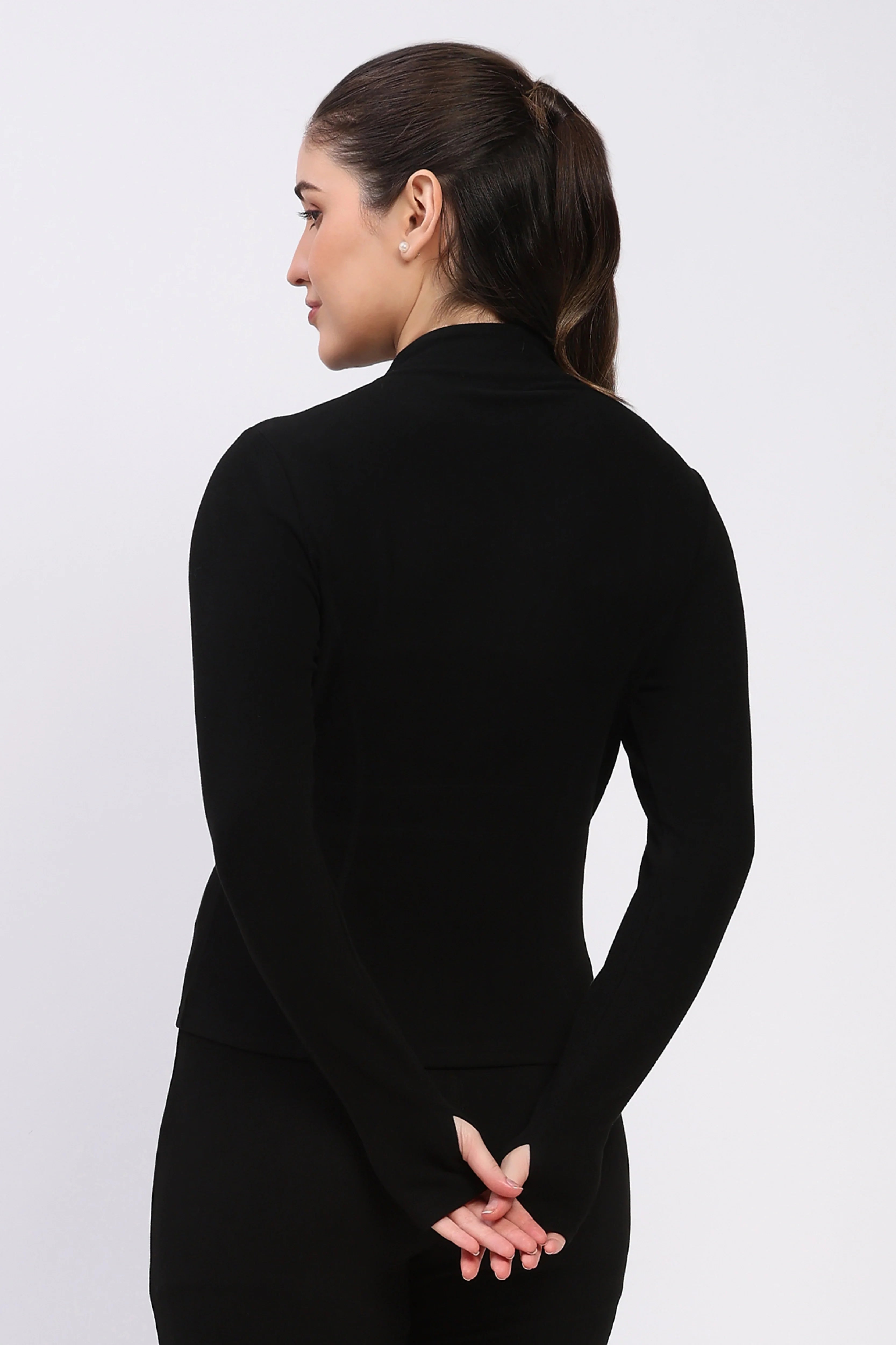 Black Zip-Up Sweatshirt-Global Republic