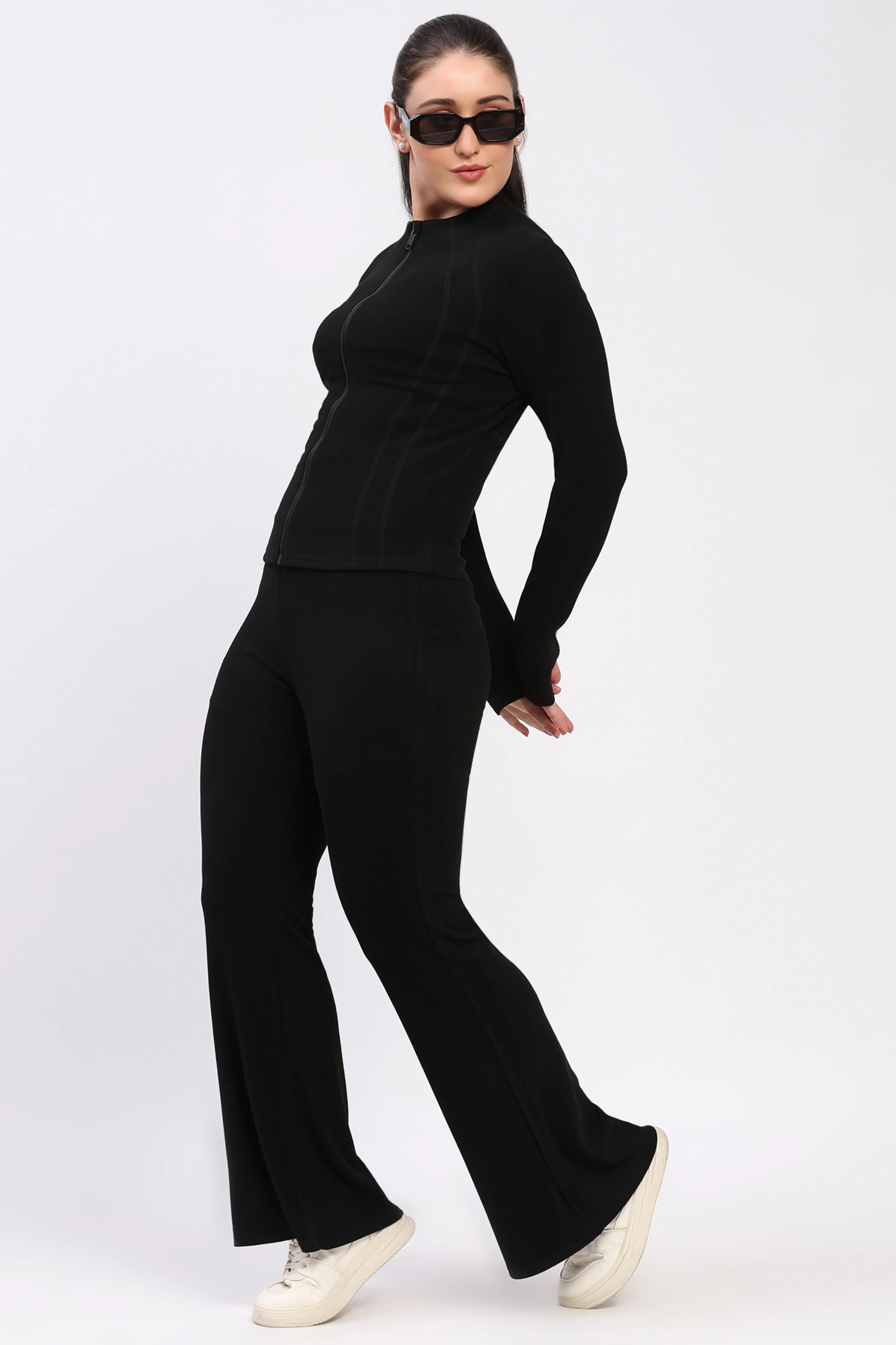 Black Zip-Up Sweatshirt-Global Republic