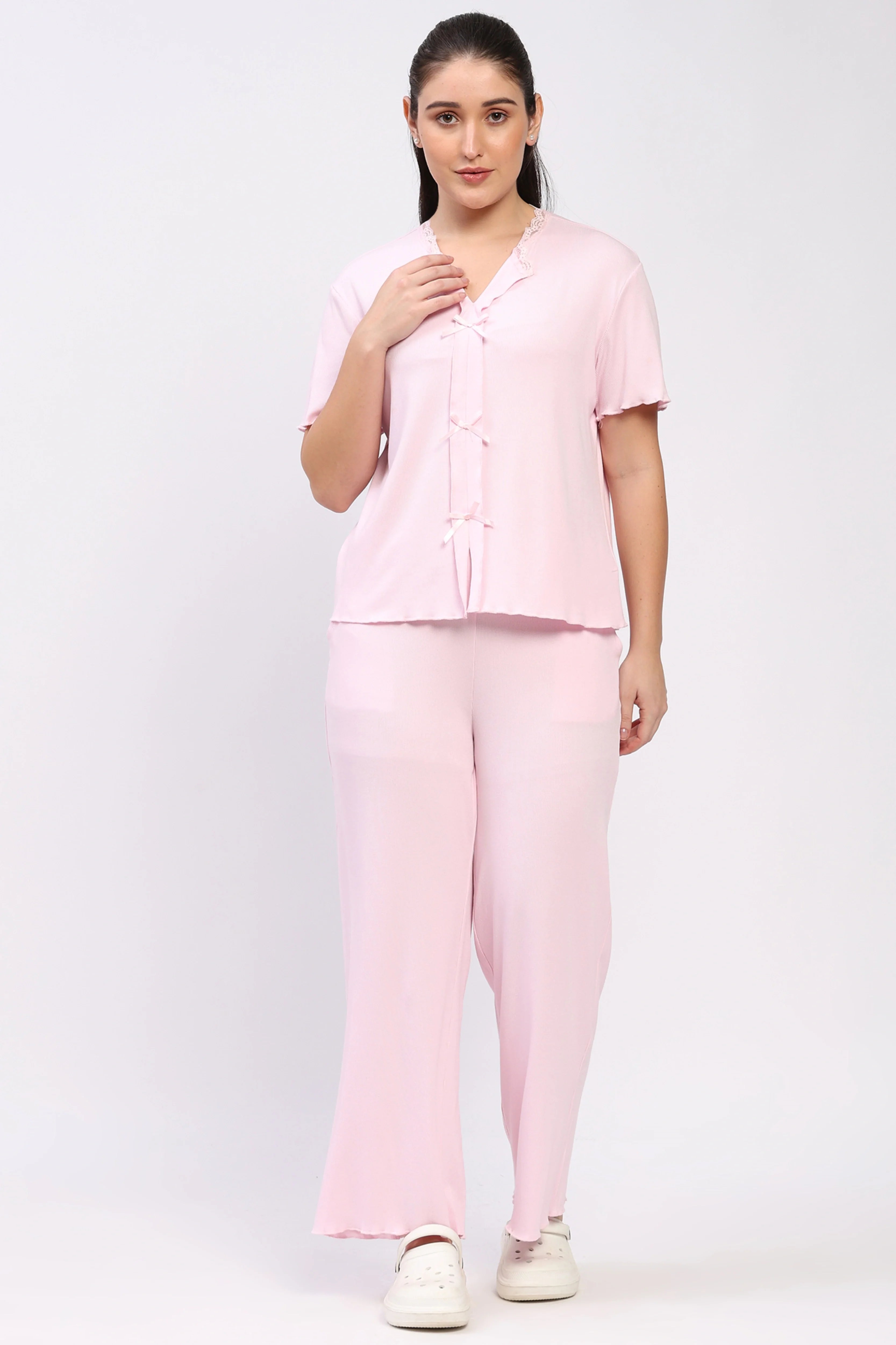 Baby Pink Nightsuit Set-Global Republic