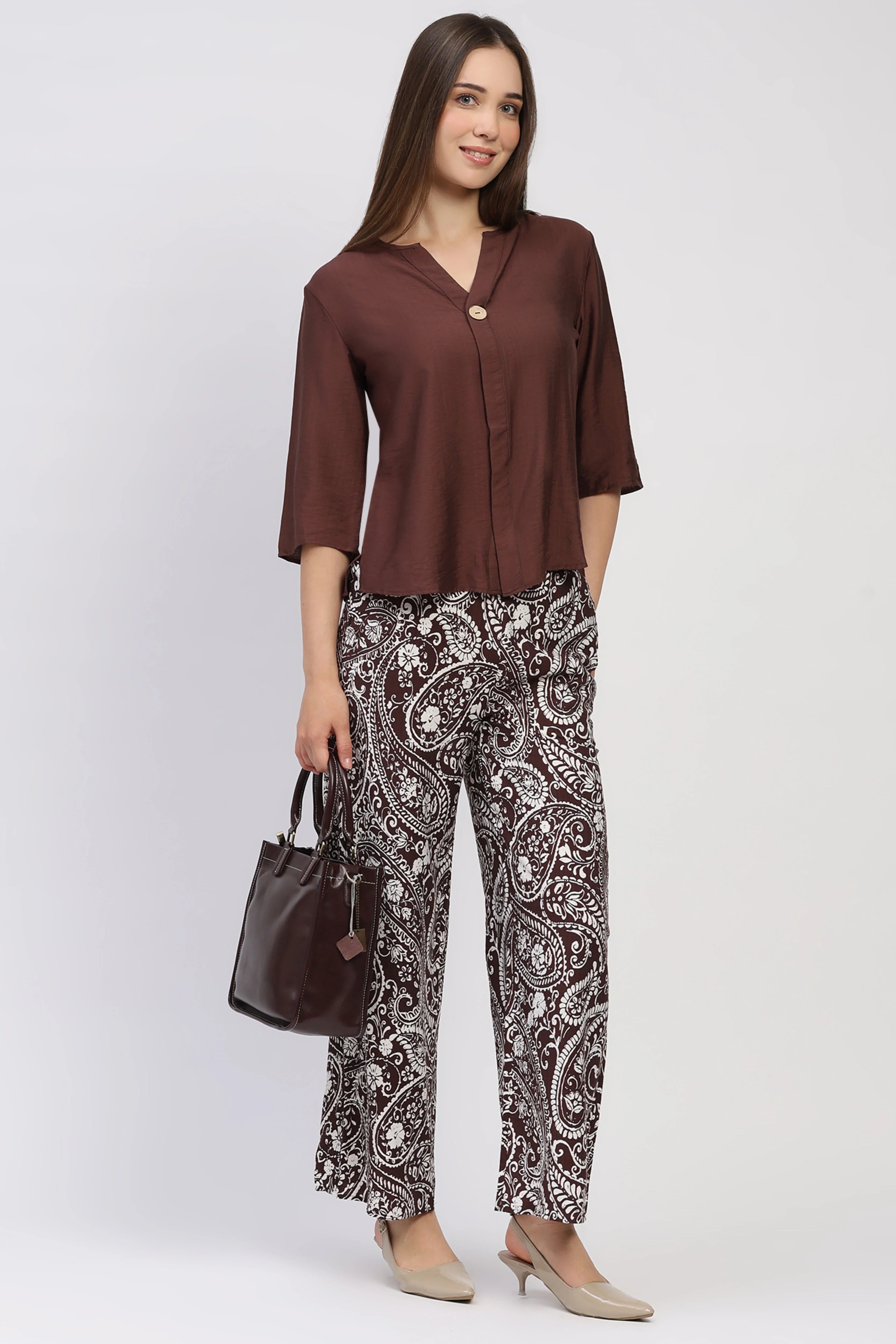 Coffee Brown Paisley Co-ord Set