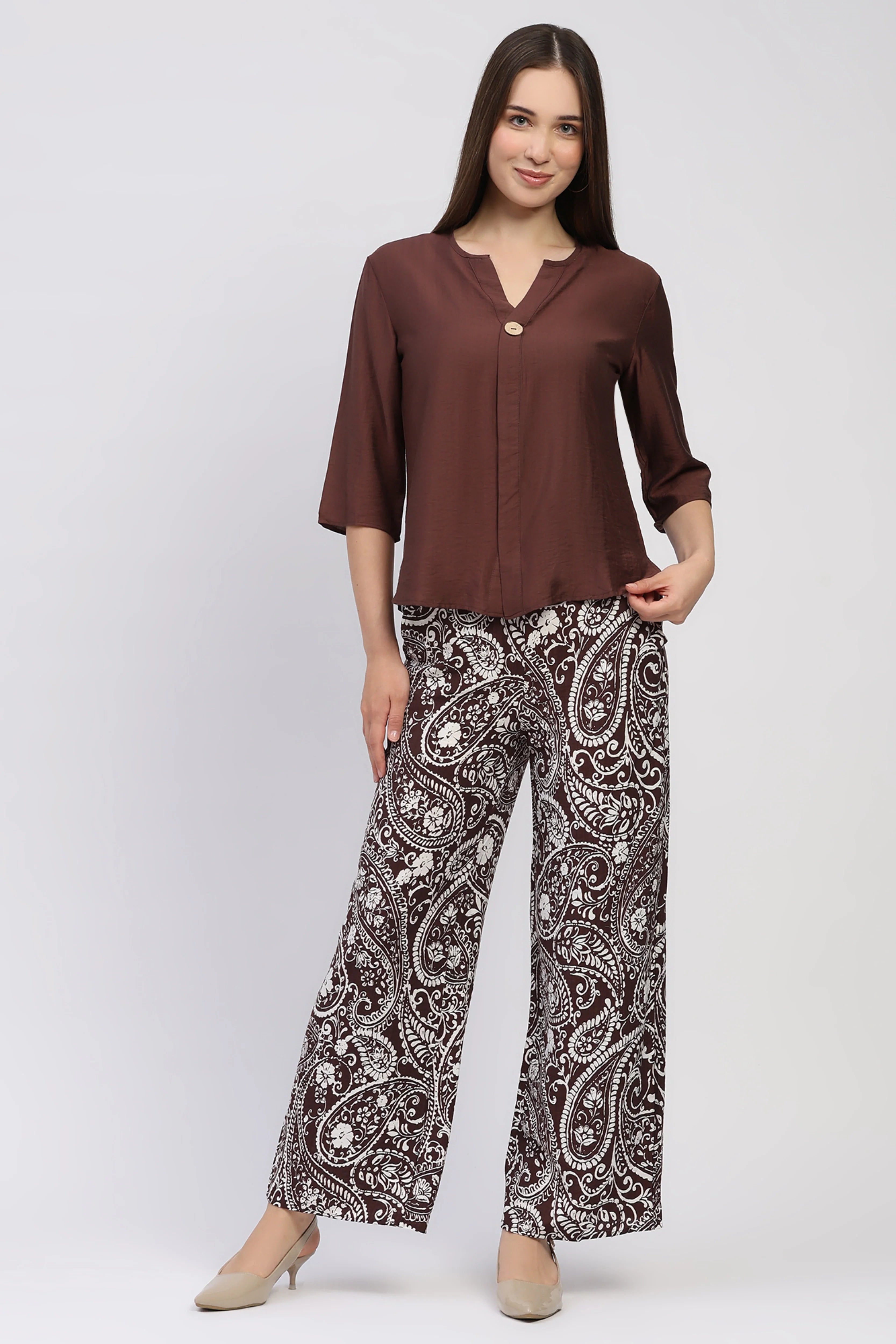 Coffee Brown Paisley Co-ord Set