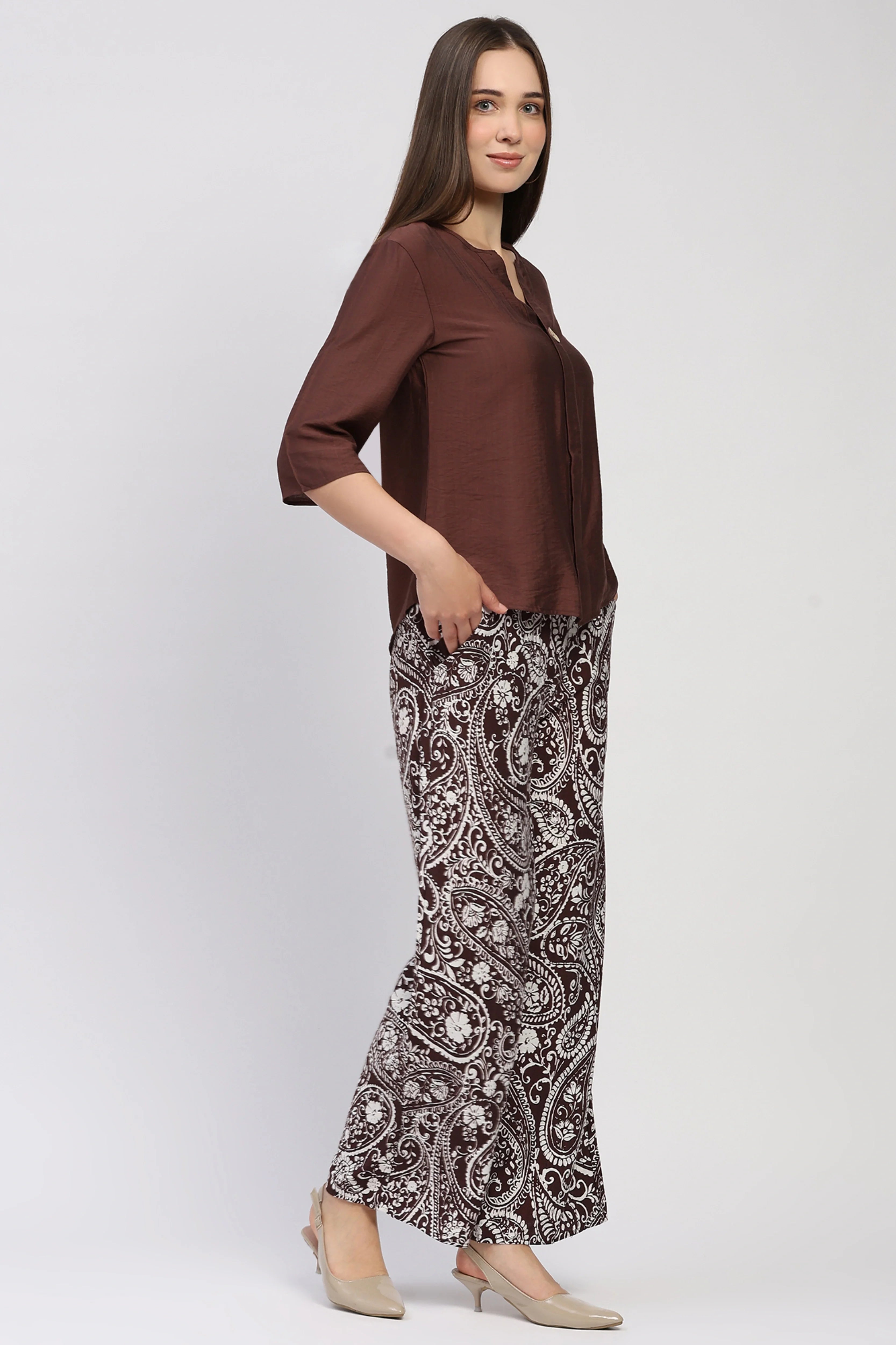 Coffee Brown Paisley Co-ord Set