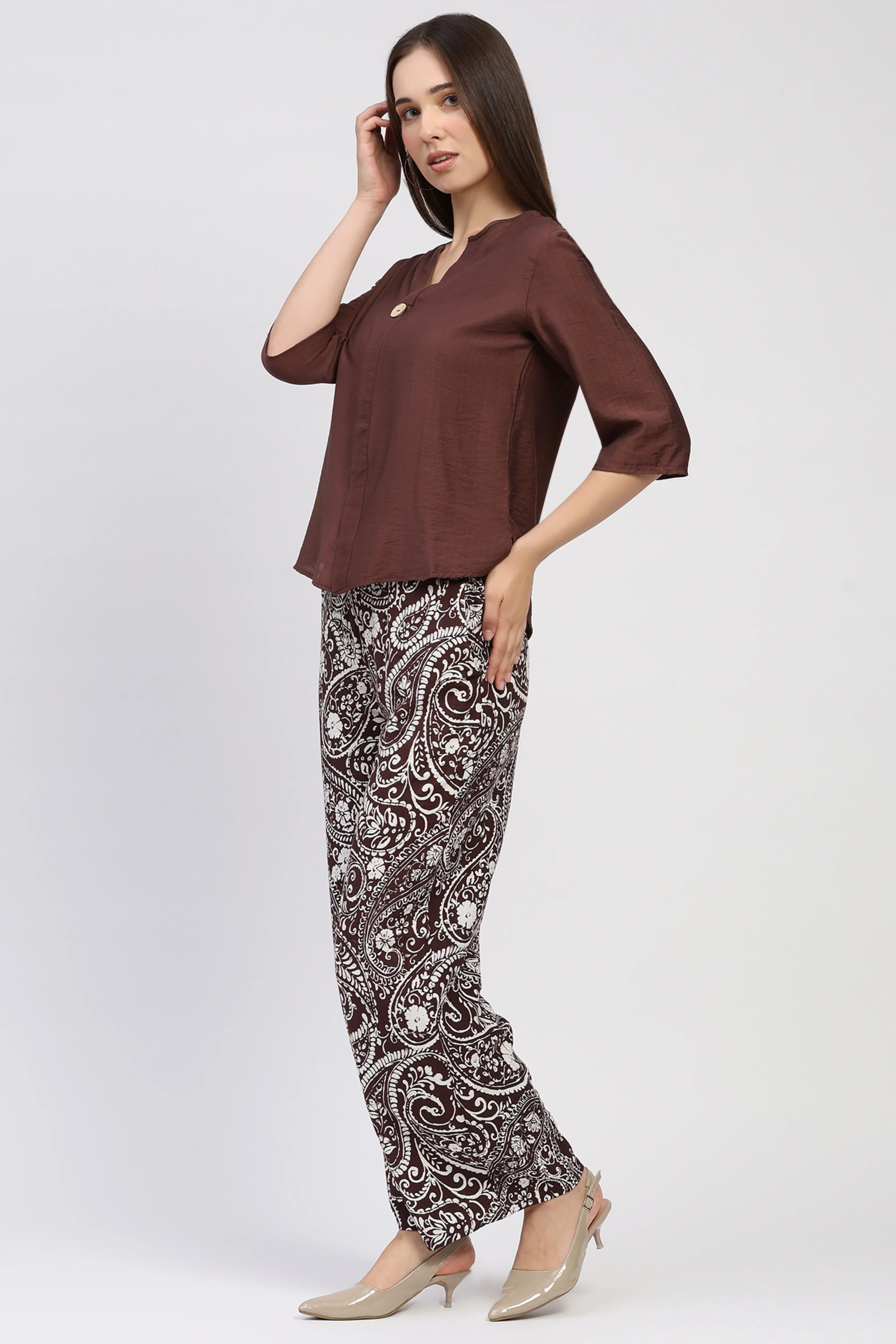 Coffee Brown Paisley Co-ord Set