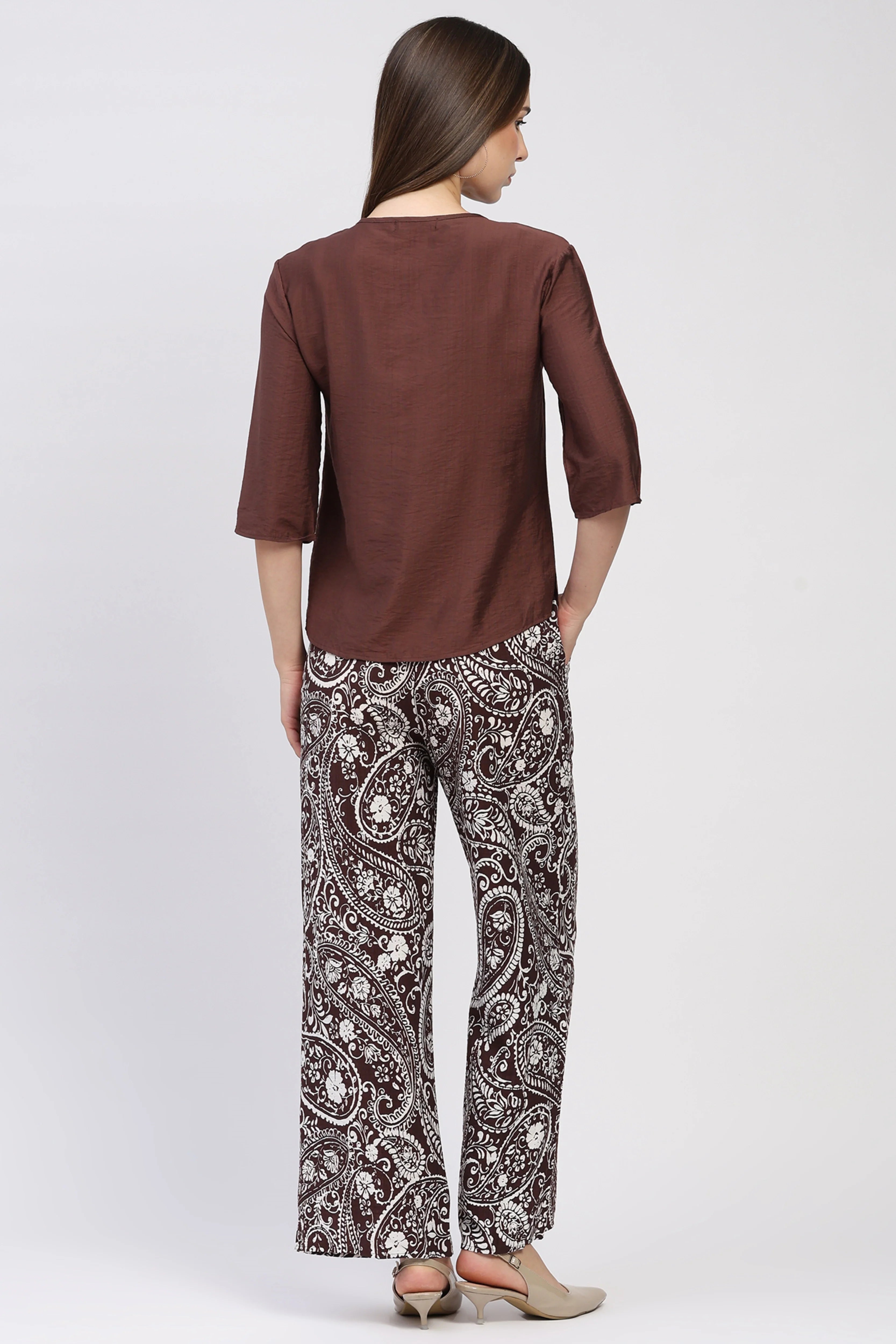 Coffee Brown Paisley Co-ord Set