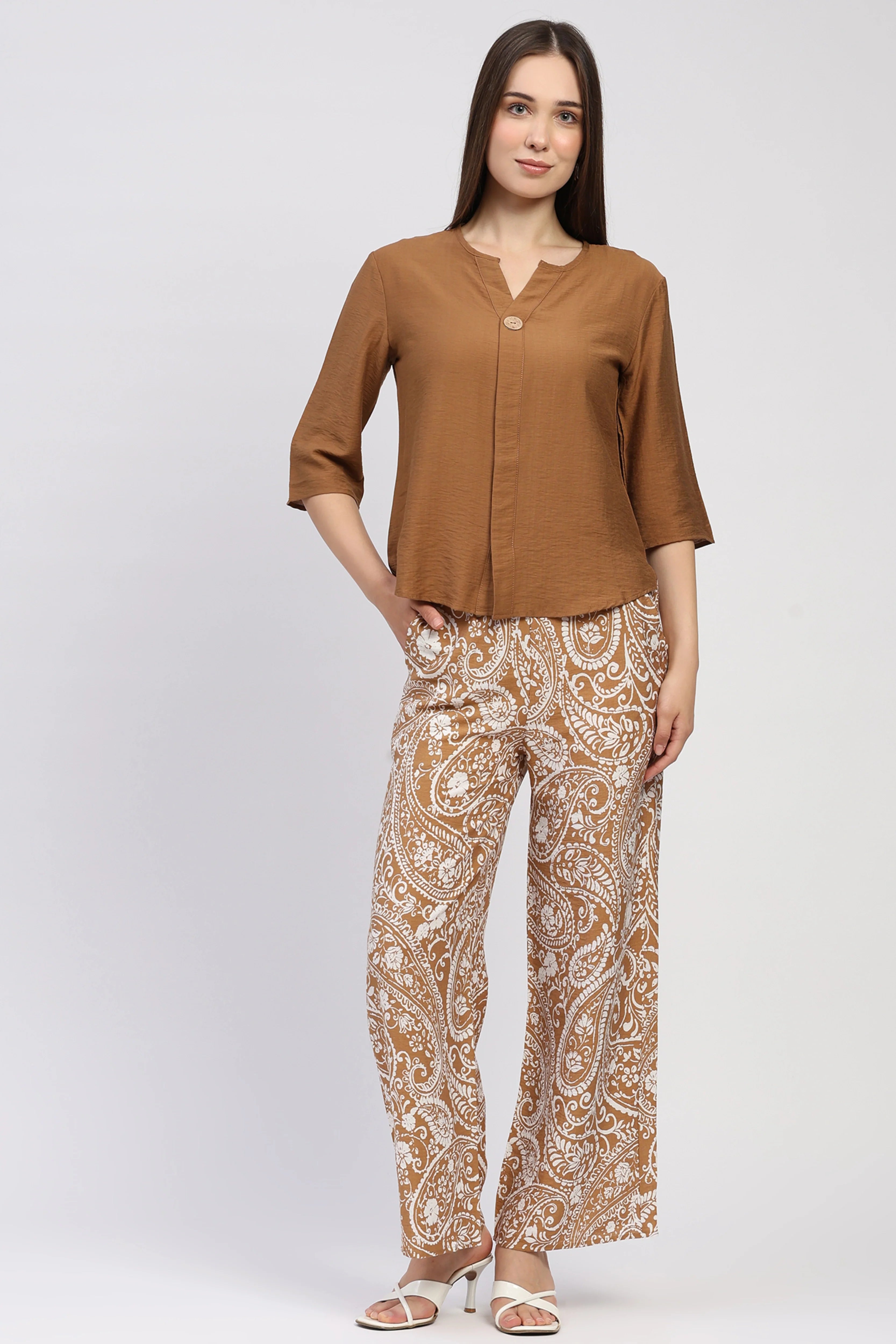Light Brown Paisley Co-ord Set
