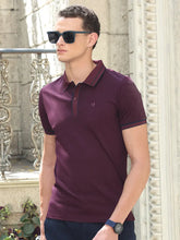 Wine Solid Cotton Blend Polo T-Shirt