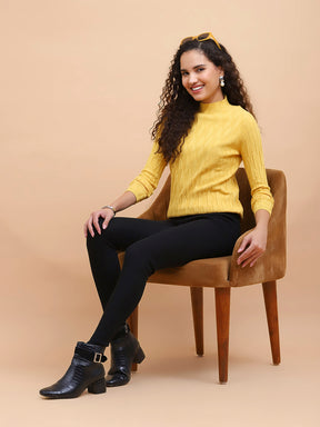 Solid Poly Viscos High Neck Skivvy Pullover