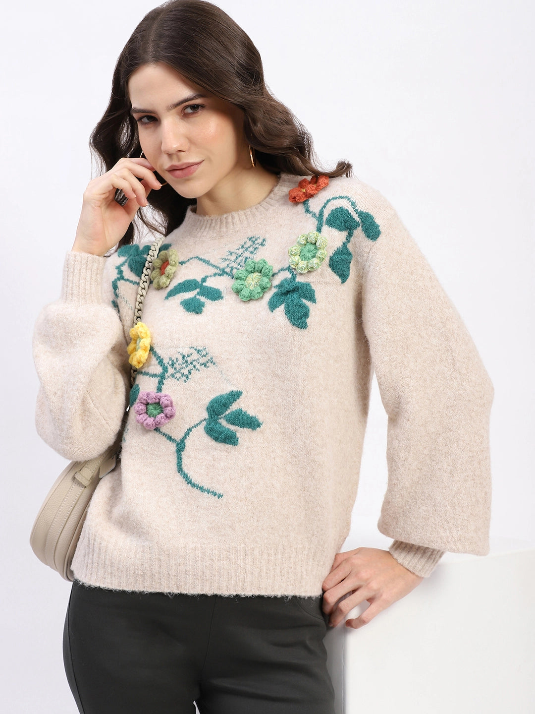 Floral 3D Embellished Pullover - Global Republic