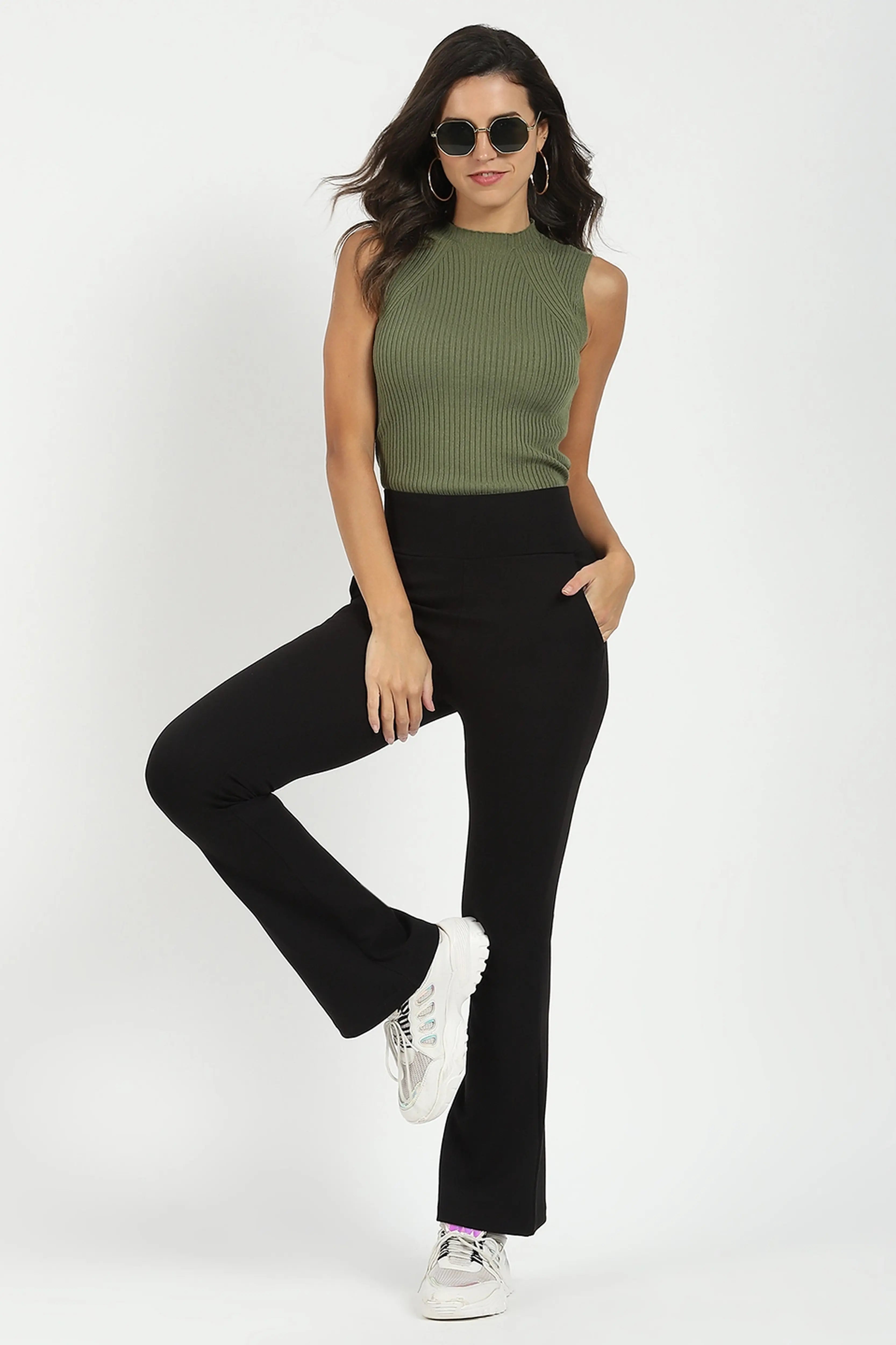 Black Stretchable Bootcut Trouser