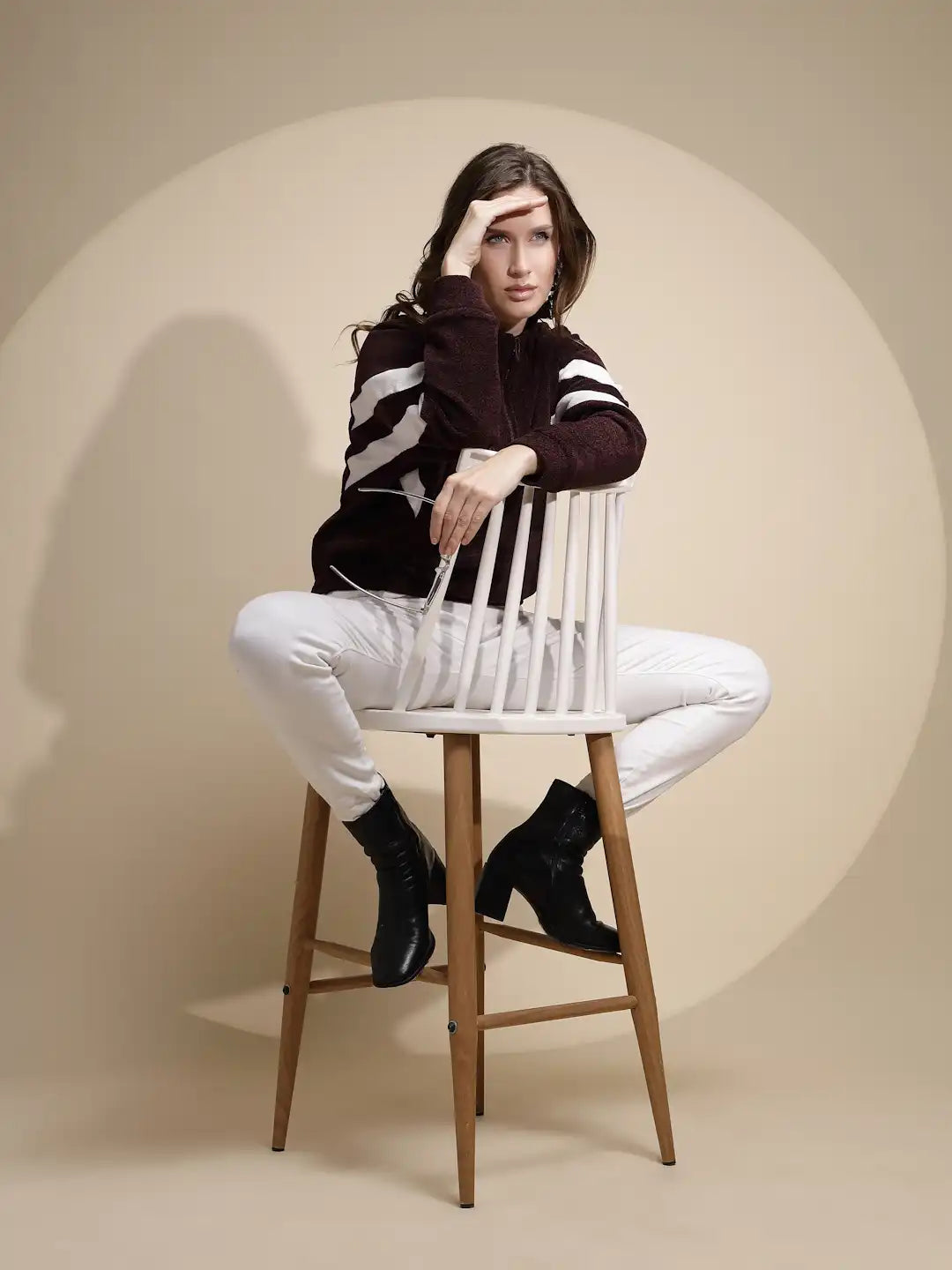 Wine Batwing Polyester Sweatshirt
