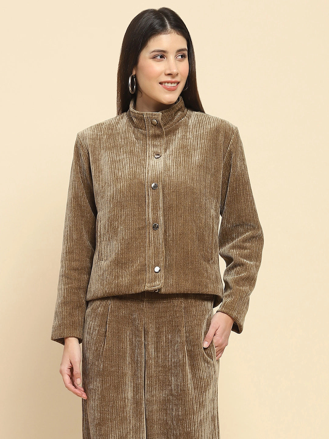 Olive Poly Blend Short Winter Jacket