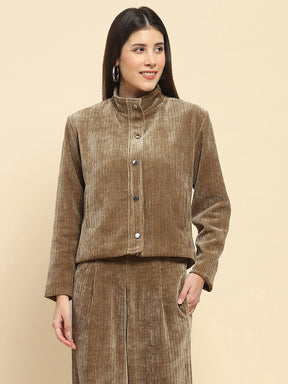 Olive Poly Blend Short Winter Jacket