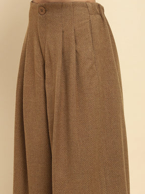 Brown Viscose Wide Leg Winter Trouser