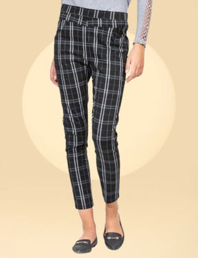 Buy Black High Waist Checked Jeggings for Women Global Republic