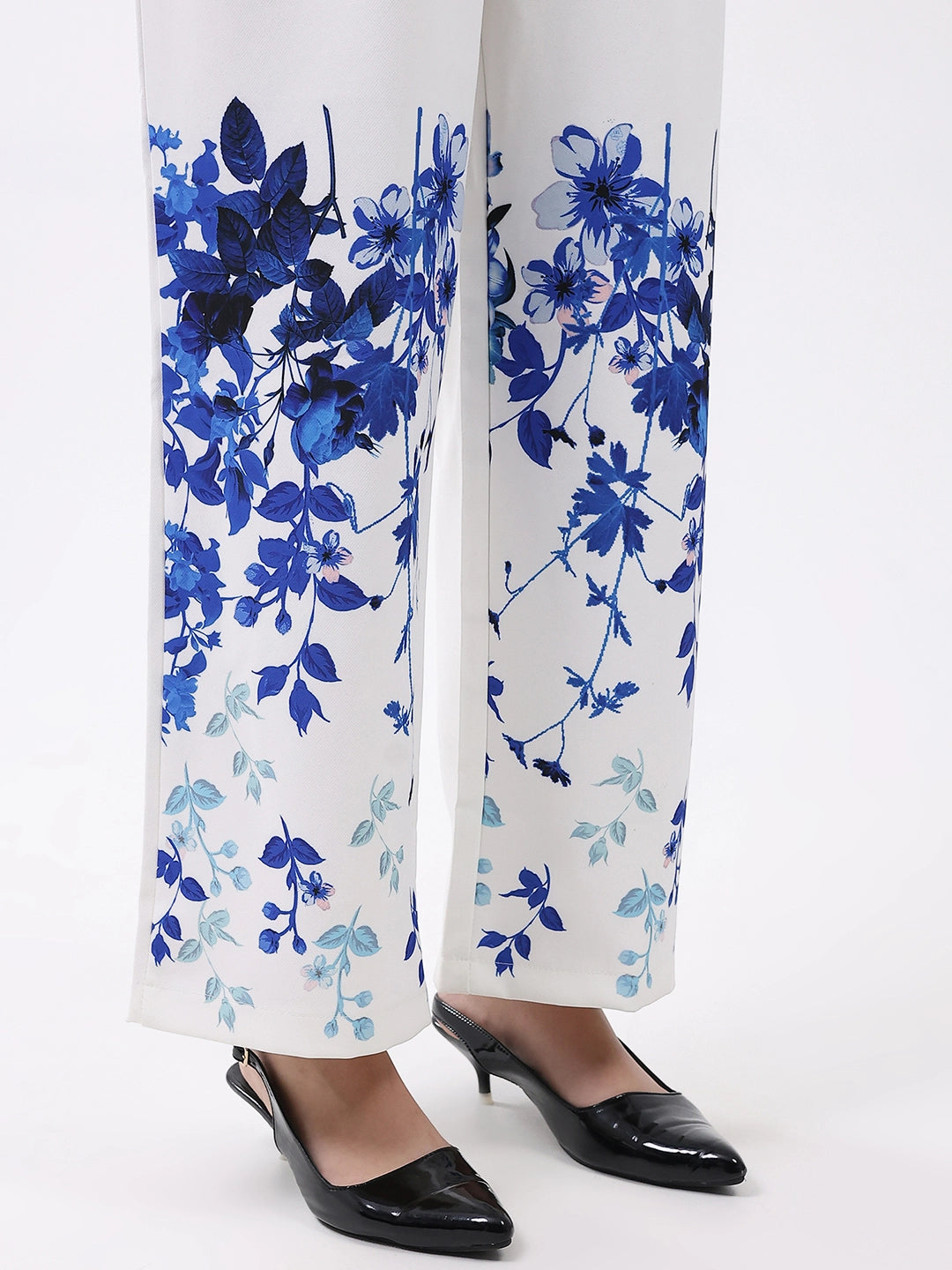 Elegant Floral Straight-Fit Trousers - Global Republic