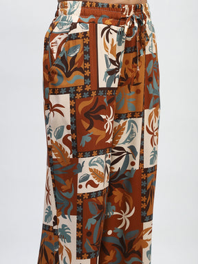 Brown Rayon Digital Print Nightsuit
