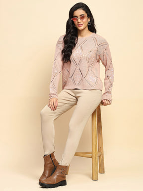 Dusty Pink Acrylic Relaxed Fit Pullover