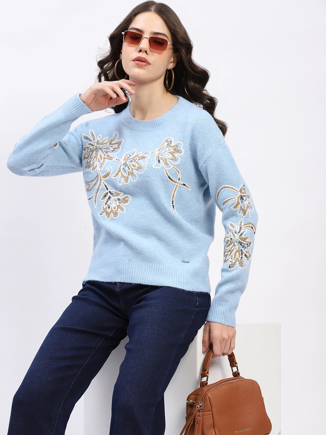 Floral Sequin Embroidered Pullover - Global Republic
