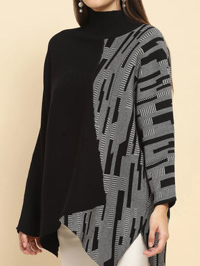 Black Wool Blend Loose Fit Pullover