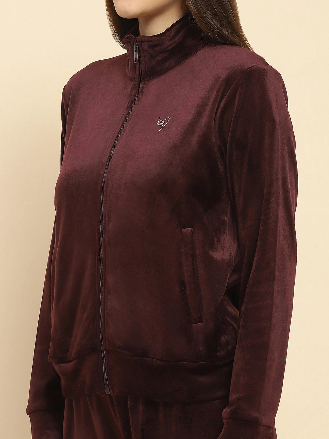 Burgundy Velvet Relaxed Winter Nightsuit - Global Republic