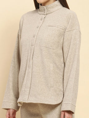 Beige Solid Relaxed Winter Nightsuit