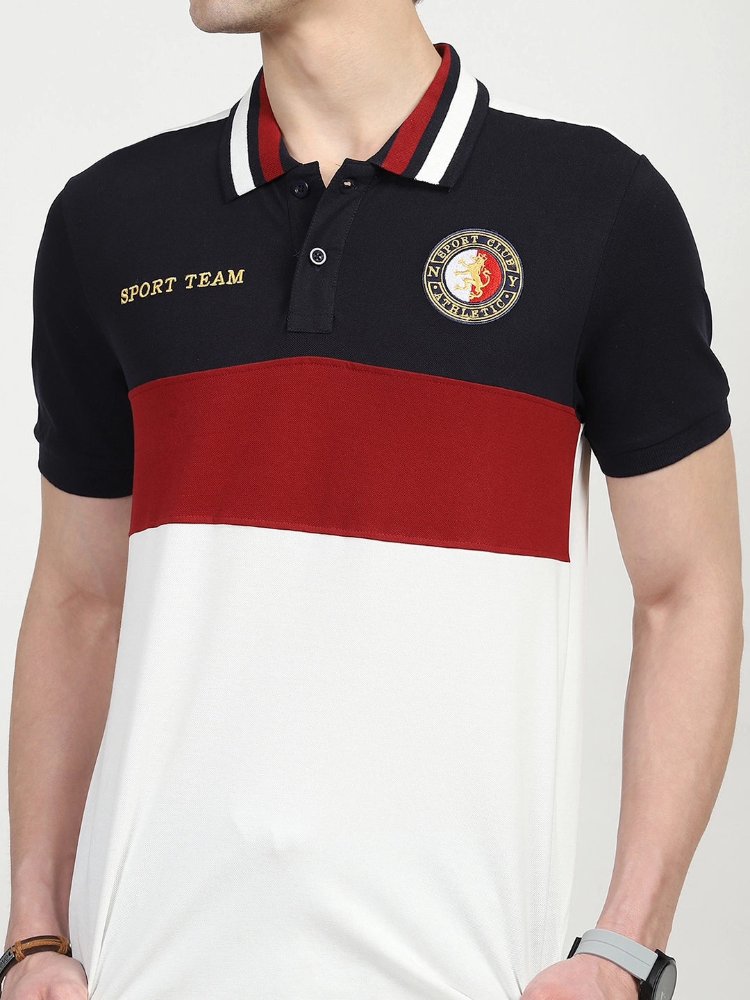 Color Block Cotton Polo T-shirt