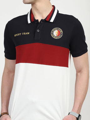 Color Block Cotton Polo T-shirt